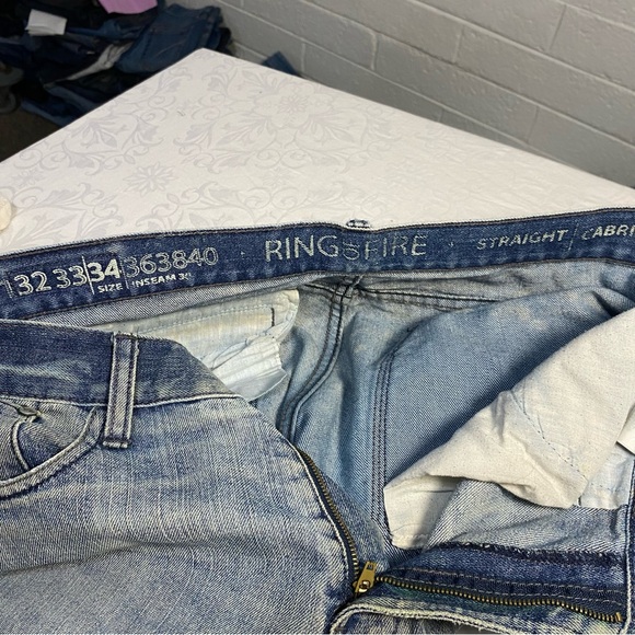 Men’s 34x30 Ring of Fire Distressed Jeans Destroyed Holey Zipper Pocket Faded - Picture 11 of 13